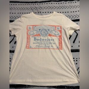 Budweiser Cream Tee with Black Logo Print